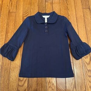 Matilda Jane Navy Button-Down Shirt with Ruffled Sleeves